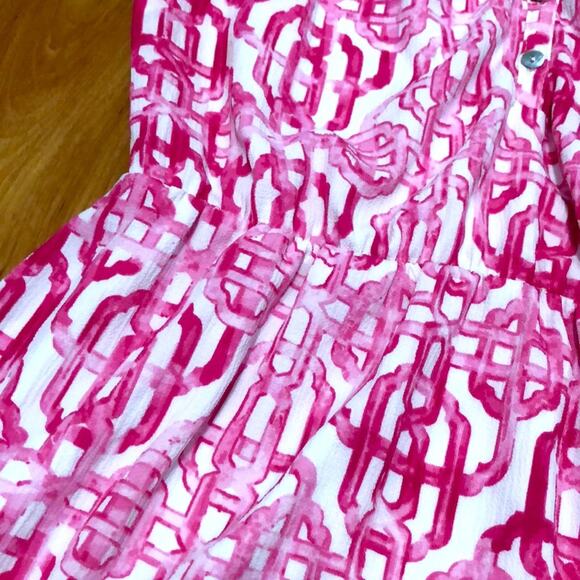 Mud Pie Pink and White Intricate Pattern Sleeveless Dress Size Small - Picture 6 of 10